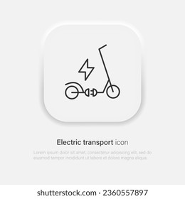 Electric transport icon. Ecological transportation symbol. Vector EPS 10
