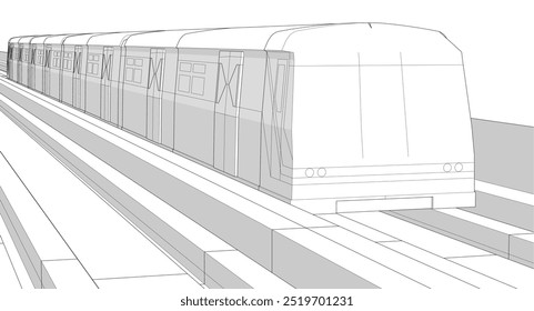 ilustração 3D de locomotiva de transporte elétrico