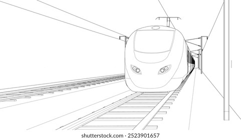 electric transport locomotive 3D illustration	