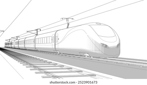 electric transport locomotive 3D illustration	