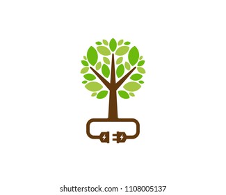 Electric Tree Icon Logo Design Element