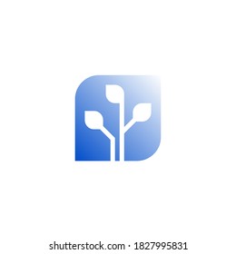 Electric tree - modern logo circuit board. Leaf shaped circuit terminal