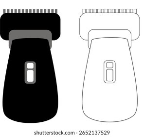 Elétrica Trimmer Duo: Uma representação elegante e moderna de dois aparadores elétricos, um em preto clássico e o outro delineado, perfeito para produtos de beleza ou higiene.