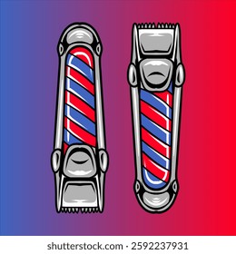 Electric Trimmer element vector isolated with blue and red background cartoon illustration