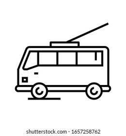 Electric trolley line icon, concept sign, outline vector illustration, linear symbol.