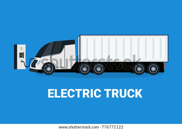 Electric Truck At Charging Station Icon
Hybrid Trailer Vechicle Flat Vectro
Illustration