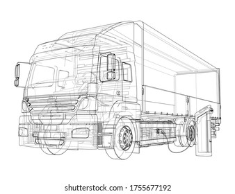 Large Truck Semitrailer Template Placing Graphics Stock Illustration ...