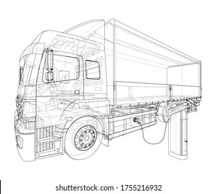 Large Truck Semitrailer Template Placing Graphics Stock Illustration 