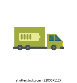 Electric Truck Icon. Flat Illustration Of Electric Truck Vector Icon Isolated On White Background