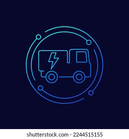 electric truck icon, linear design