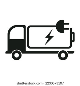 Electric truck icon on a white background. Mobile filling station for electric cars.