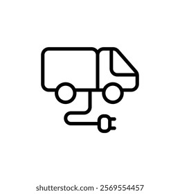 Electric truck icon Thin vector set