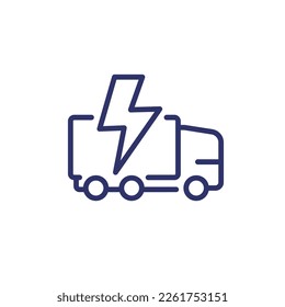 electric truck line icon, heavy transport