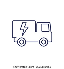 electric truck line icon on white