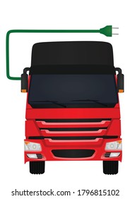 Electric truck and plug cable. vector