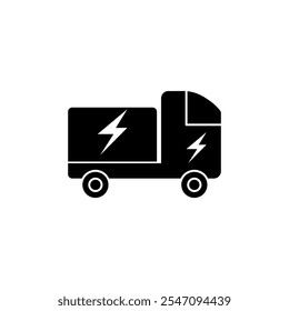 Icono de Vector de camión eléctrico, ilustración de estilo de moda negra plana simple para Web y App.. eps
