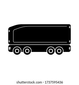 Electric truck without driver icon. Unmanned vehicle. Side view. Black silhouette. The car of the future. Vector graphic illustration. Isolated object on a white background. Isolate.