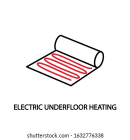 Electric underfloor heating red line vector icon Editable Strokes.