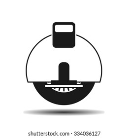 electric unicycle flat vector icon on light background with shadow
