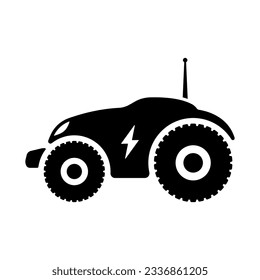 Electric unmanned tractor icon. Black silhouette. Side view. Vector simple flat graphic illustration. Isolated object on a white background. Isolate.