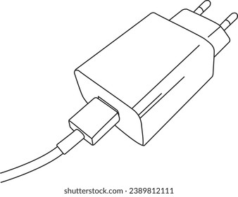 Electric USB Plug line illustration
