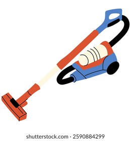 Electric vacuum cleaner household appliance.   Housework equipment, electric domestic appliance. Hand draw vector illustration vacuum cleaner for home and professional cleaning.