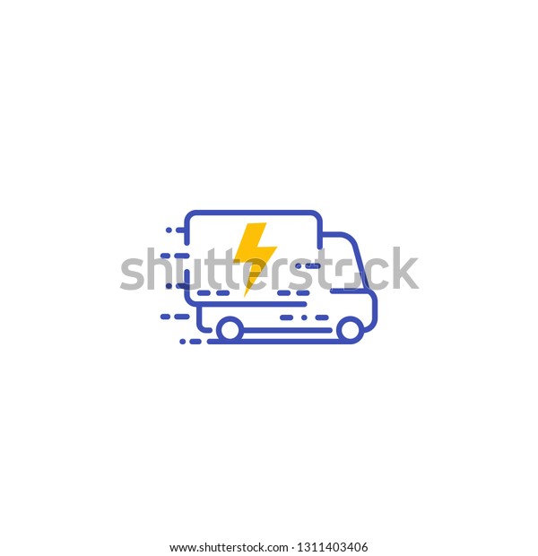 electric van, delivery\
truck vector icon