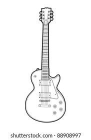 Electric vector guitar on white background