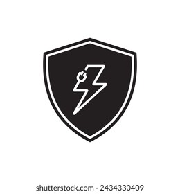 Electric Vector Icon Isolated In shield On Transparent Background