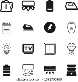 electric vector icon set such as: alkaline, off, oven, electronics, knowledge, cell, switch, voltage, health, accumulator, tea, science, warm, hair, life, razor, acid, instrument, screen, epilators