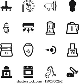 electric vector icon set such as: microphone, scream, announcement, cold, lamp, socket, circle, care, electron, nice, invention, double, cleaning, boiler, bulb, epilator, adapter, plasm, blow