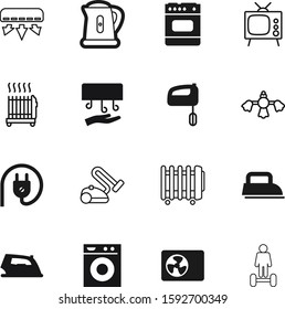 electric vector icon set such as: television, classic, shirt, balance, oil, adapter, blue, cleanup, oven, thermal, two, news, room, ventilation, structure, meal, stove, teapot, style, wind, exhaust