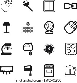 electric vector icon set such as: ornamental, housework, illumination, nature, button, connectivity, blower, sunlight, propeller, heat, breakfast, handle, cleaner, wall, work, decorative, climate