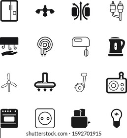 electric vector icon set such as: wing, usa, bread, air, skateboard, self-balance, environmental, rotation, magnetic, balance, towel, transport, kitchenware, north, preparation, new, propeller