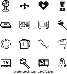 electric vector icon set such as: microwave, laundry, view, preparation, button, cloth, iron, induction, glass, wide, purity, device, blower, tea, contemporary, room, clothing, cook, television