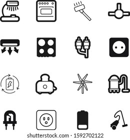 electric vector icon set such as: led, education, control, study, part, lines, climate, blow, system, illumination, abstract, jack, cleanup, pictogram, steel, empty, batteries, silhouette, connector