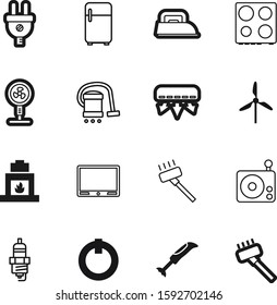 electric vector icon set such as: part, cloth, oven, label, cleanup, spark-plug, housekeeping, turbine, connection, classic, broadcast, internet, icons, firewood, music, supply, ecology, graph