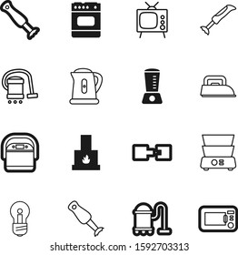 electric vector icon set such as: connectivity, idea, connect, fluorescent, antenna, television, contemporary, firepit, shine, cleaning, decor, fireplace, hoover, lamp, breakfast, kettle, room