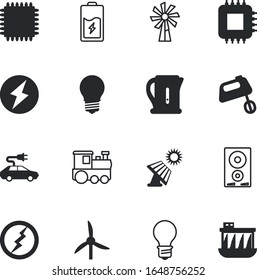 conjunto de iconos de vectores eléctricos como: recursos, generación, ferrocarril, superficie, vagón, nuclear, baterías, ferrocarril, tacto, café, herramienta, motor, botón, hidráulica, cerebro, calor, mezclador, red, estufa, línea