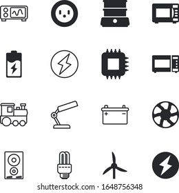 electric vector icon set such as: health, cell, information, incandescent, red, station, subway, saving, system, ventilator, fan, steam, spotlight, locomotive, railway, air, blades, circuit, halogen