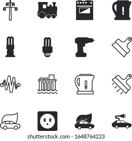 electric vector icon set such as: screw, lamps, cook, burst, illumination, lightning, home, fast, web, led, subway, efficient, european, speed, outlet, solar, passenger, rail, challenge, line, hand