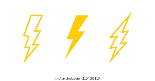 Electric vector icons, isolated. Bolt lightning flash icons. Flash icons collection