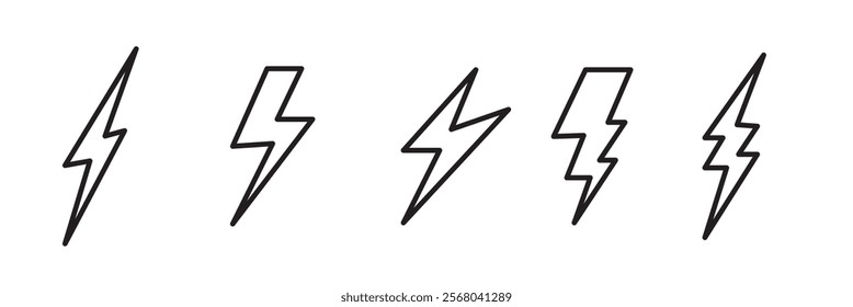 Electric vector icons. Lightning bolt. Electric lightning bolt symbols.  111