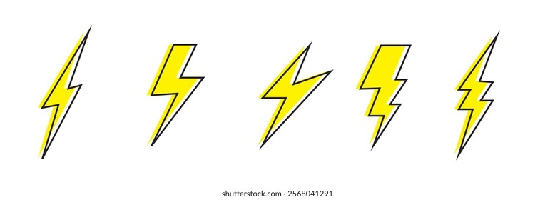 Electric vector icons. Lightning bolt. Electric lightning bolt symbols.  111