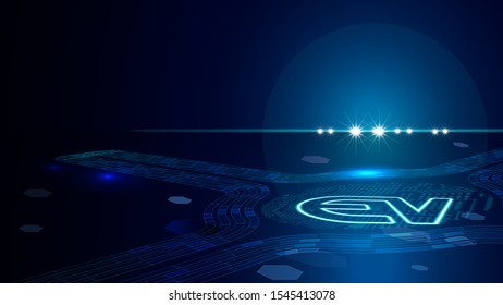 Electric Vehicle Abstract background with copy space futuristic vector illustration.