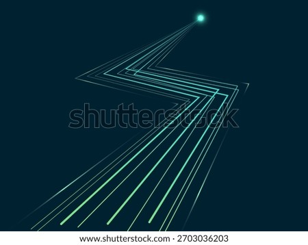 Electric Vehicle battery charging Interface with futuristic neon green Lightning Bolt lines and Light Effect vector design concept. EV charging design for Electric Car, EV station, ui infographic.