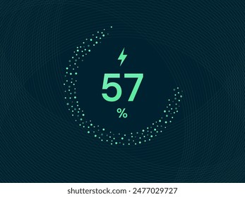 Interfaz del tablero de instrumentos del Estado de carga de la batería del vehículo eléctrico con el círculo Abstractas de la tecnología y las líneas curvas concepto de diseño de Vector de fondo. Tablero de carga de batería para ui, coche de ev, nueva tecnología, Web