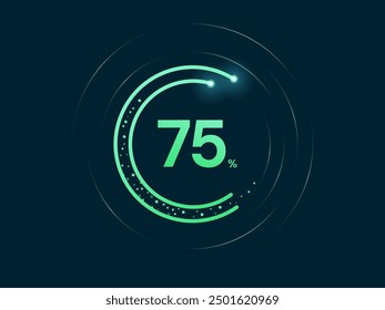 Electric Vehicle battery charging Status Dashboard Hologram Interface with numbers in Abstract technology circle Round loading bar vector design concept. Battery charging dashboard for ui, ev car, web