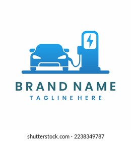 Electric Vehicle Car Charge Station Logo Design