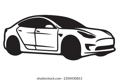 Electric vehicle car Vector icon Outline, Car vector outline drawing
